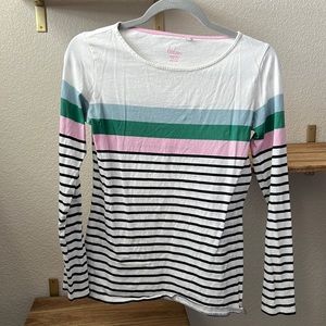 Boden striped Breton tee pink green black